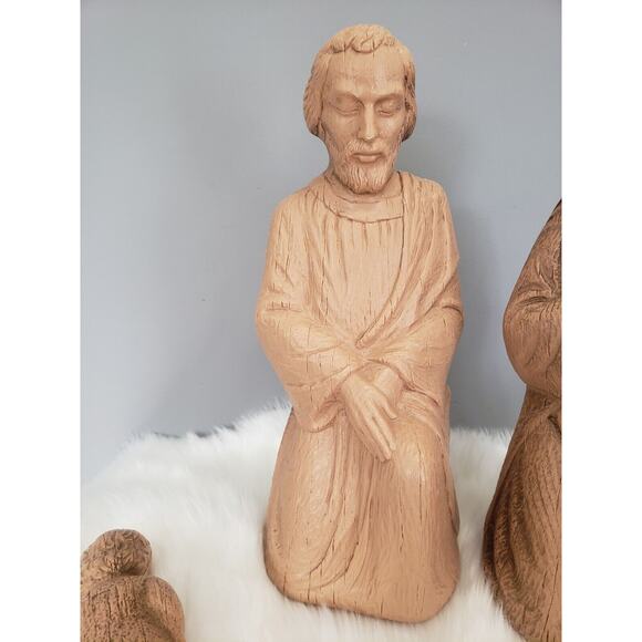 READ Vintage 3‎ Set Christmas Nativity Blow Mold Empire Plastic Wood Grain 18" - Picture 6 of 12